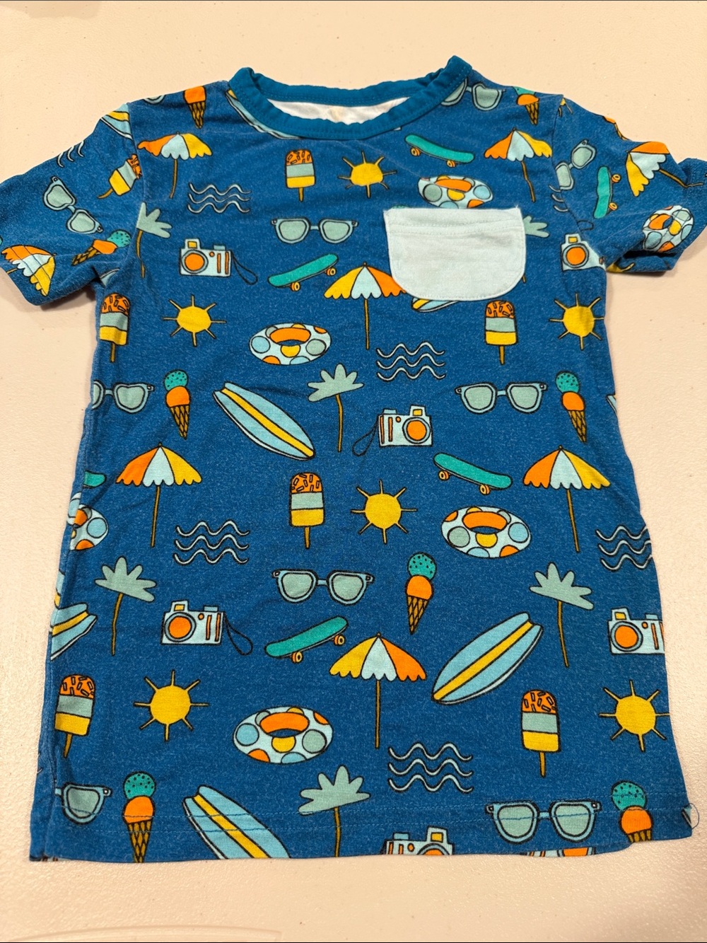 Little Sleepies Blue Beach Print Tee